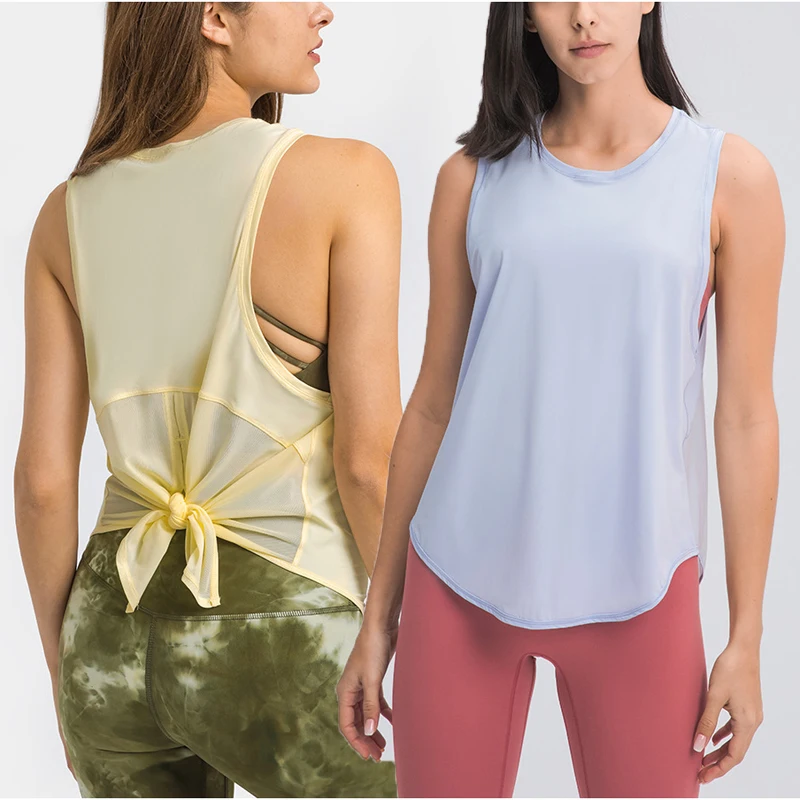 SHINBENE Just A Tie Ultralight Yoga Gym Tank Tops Women Mesh Patchwork Sport Vest Fitness Workout Tops Sleeveless