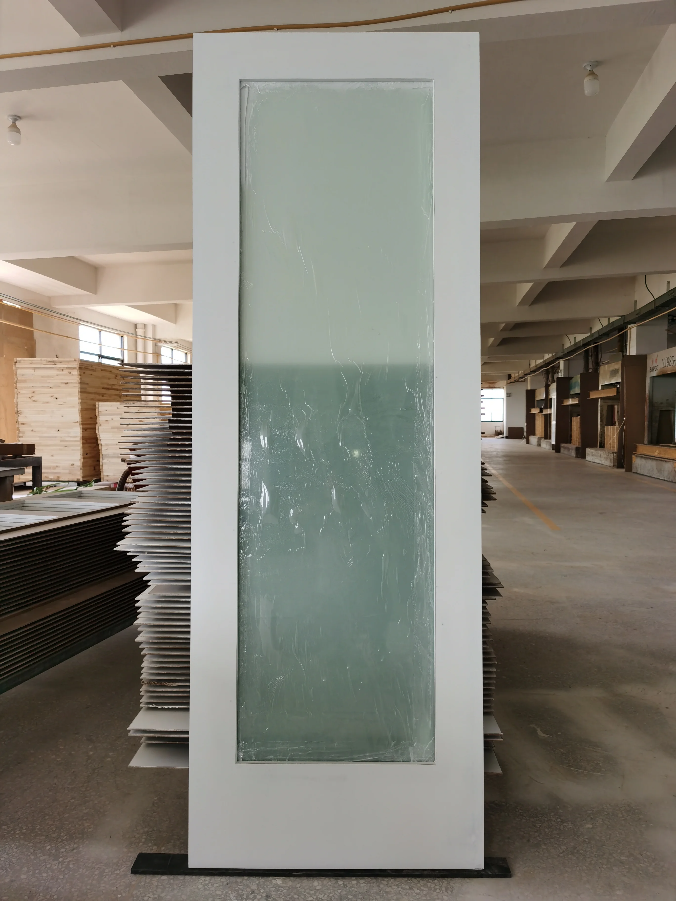 30' USA Market White Painted French Style Composite Internal Frosted Glass Pocket Door For Houses