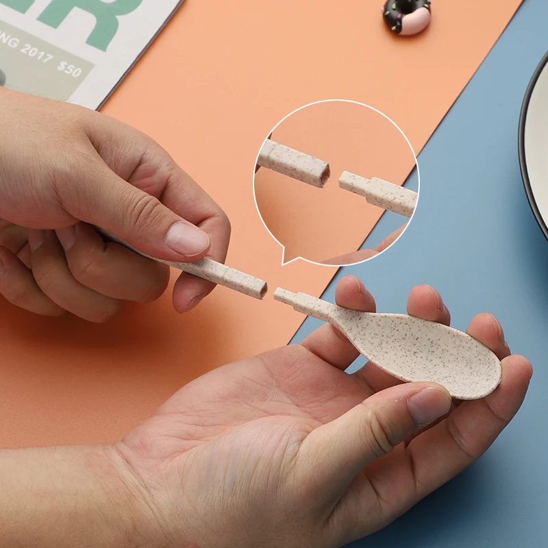 2024 складной нож-вилка для ложки 4 шт. столовые приборы из нордической пшеничной соломы переносные складные пикника путешествий