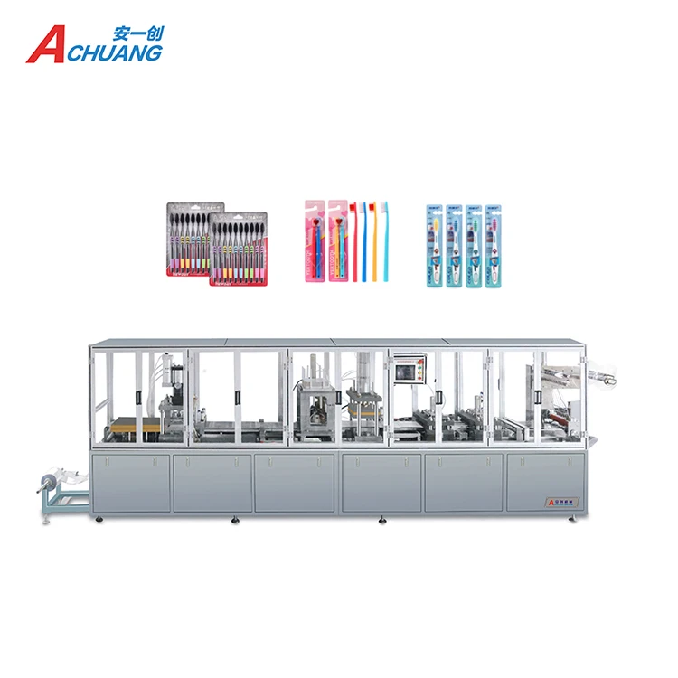 
fast production speed disposable plastic plate tropical blister paper card packing machine for toothbrush Bulb Lighter Pen 