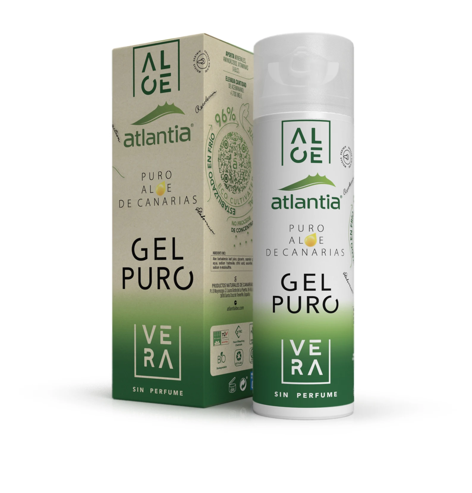 High Quality Spanish Luxurious Organic Pure Aloe Vera Gel 96% Cold Stabilised 200ml For Skincare
