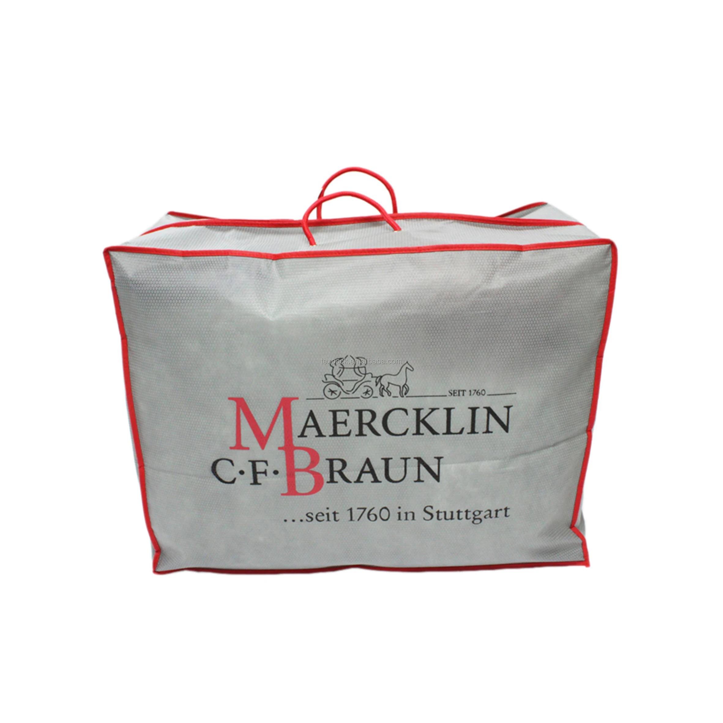 Bedding packaging bag nonwoven bedsheet zipper bag with handles