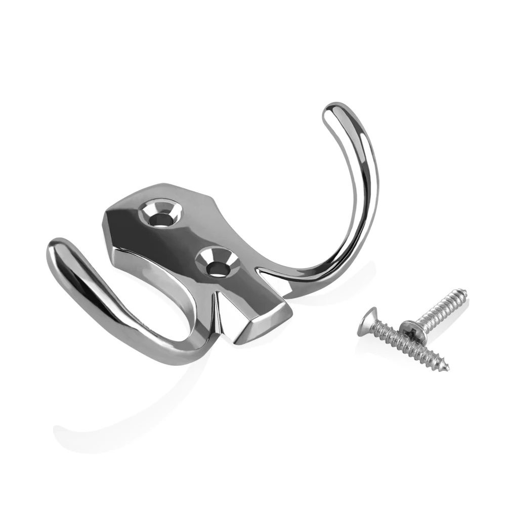 Wholesale bathroom wall double chrome towel coat hooks