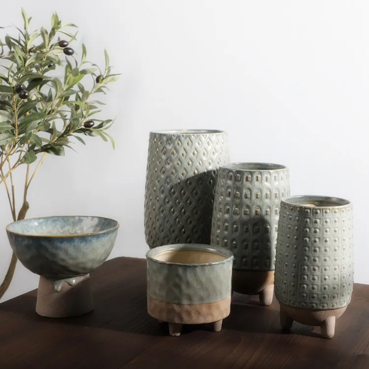 Hot sale wholesale modern hotel decorative footed garden supplies ceramic succulent planter