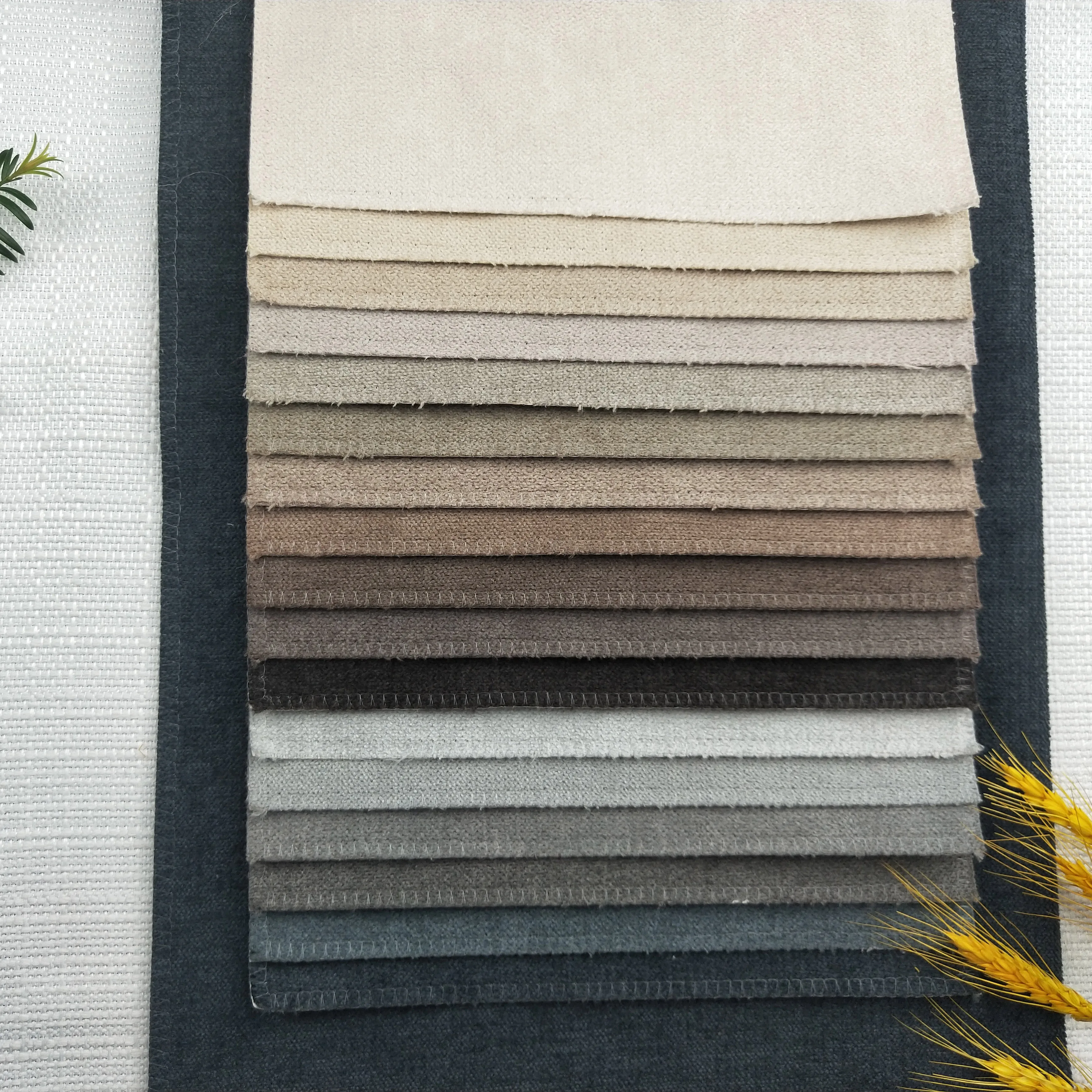 European Stock Lot khaki grey brushed  Plain Dyed sofa Curtain Table Chair Textile Cover Haining Fabric price