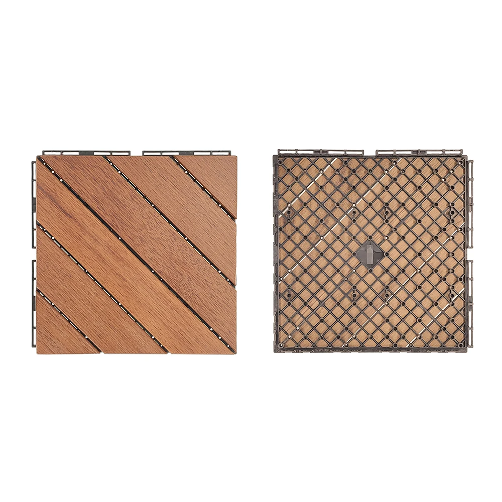 Interlocking Outdoor Wooden Flooring Solid Wood Parquet for Terrace Tile