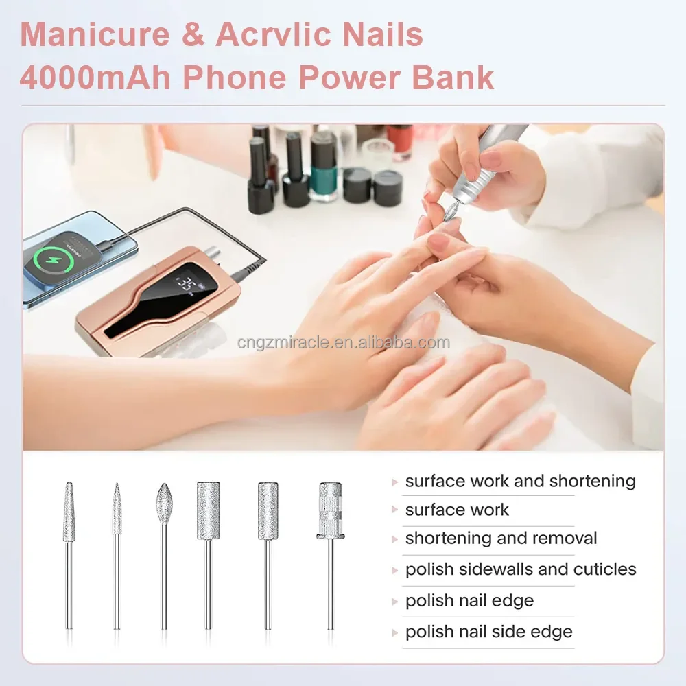 2023 newest Hot Sell Beauty Salon Portable Rechargeable 35000RPM Polish Machine Electric Nail Drill Bit