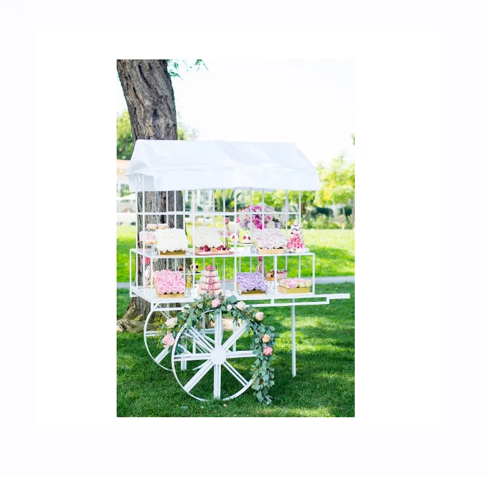Wedding Party Garden Decoration Flower Display Cart rack White Gift Cart