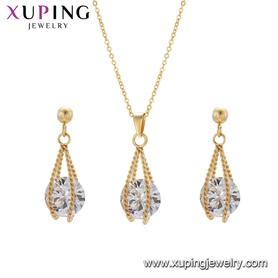 S-126 xuping jewelry fashion popular elegant lively daily special design romantic gift zircon stainless steel 24K jewelry set