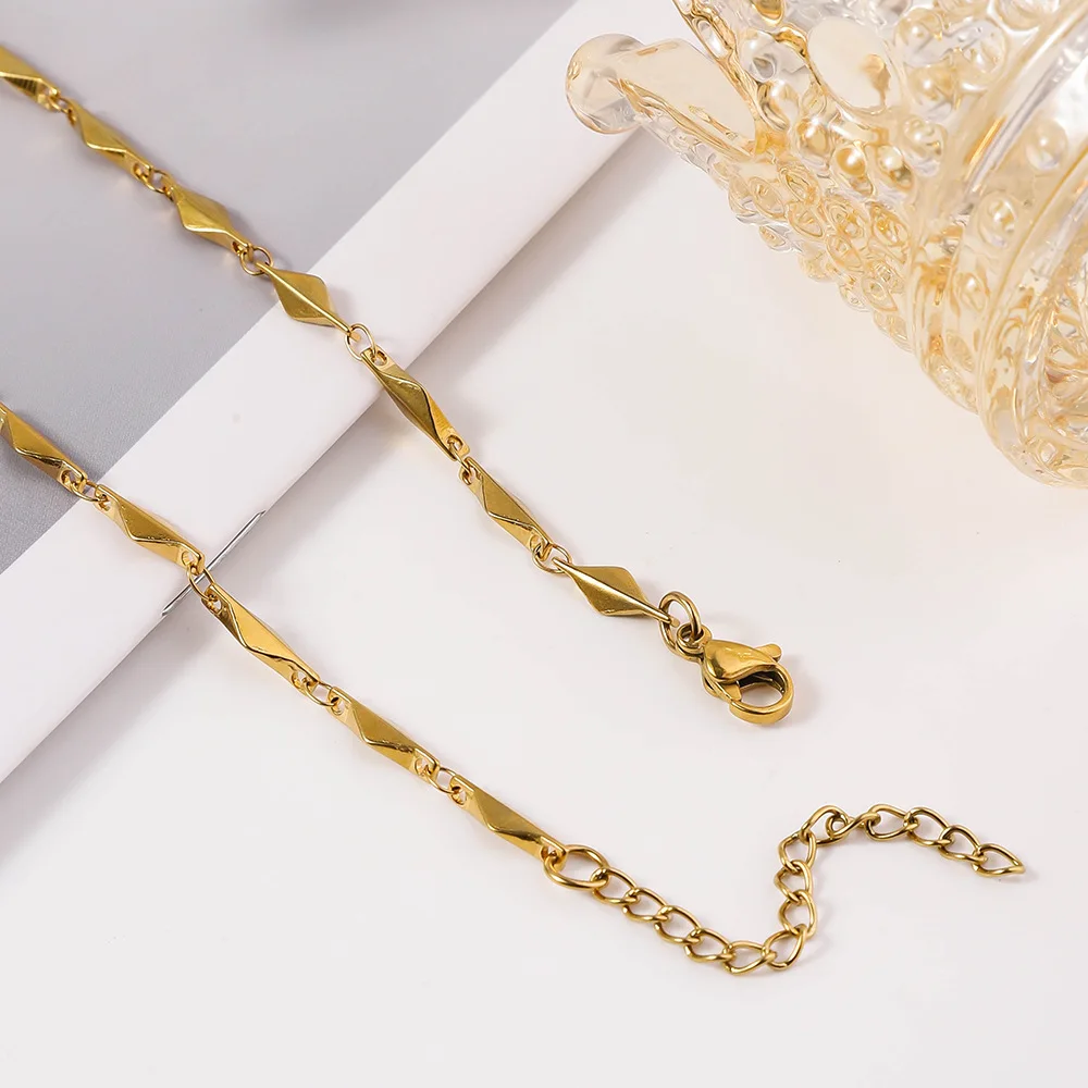 Simple Gold Plated Stainless Steel Necklace Non Tarnish Irregular Geometric Melon Seed Chain Chokers Necklace Colliers Femmes