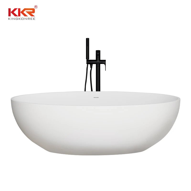 KKR Modern Design Oval Shaped Standalone Solid Surface Bathtub Acrylic Freestanding Bath Tub