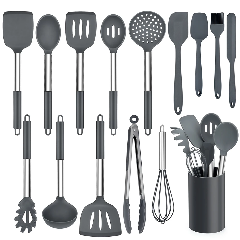 
Stock in USA FREE SHIPPING 15pcs silicone and stainless steel kitchen accessories bpa free non-stick cooking kitchen utensil set 