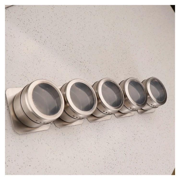 Металлический магнитный контейнер для специй, серебристый, Круглый, под заказ, оптом