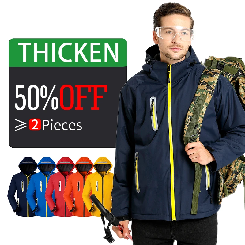 Custom logo Outdoor Work Wear Uniform Soft Shell Waterproof Windproof Windbreaker Mens Fleece Lined Polyester Softshell Jacket