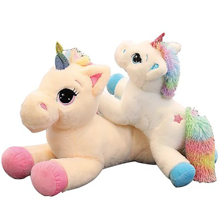 Popular Cartoon Rainbow Color Children Girls Small  Carton Horse Plush Toys Soft Stuffed Toy Unicorn