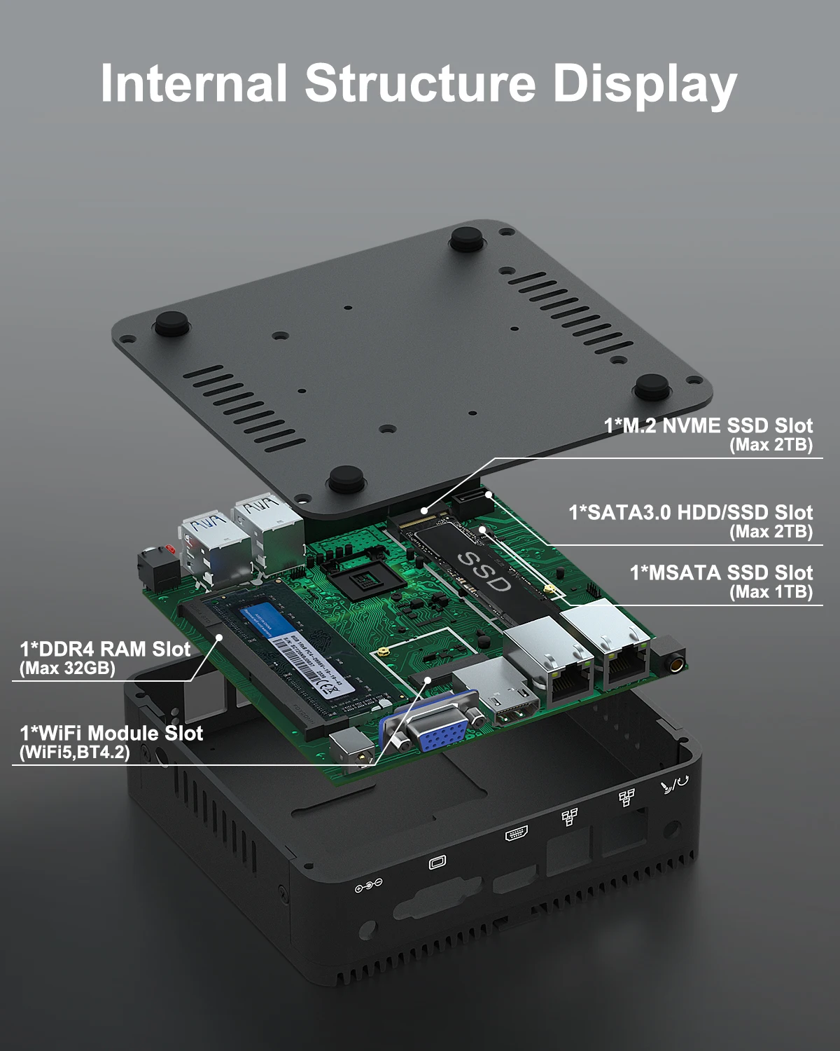 New Mini PC Intel Celeron J4125 Processor Win10 IoT HD-MI VGA 4K Customizable OEM ODM for HTPC Desktop Small Computer