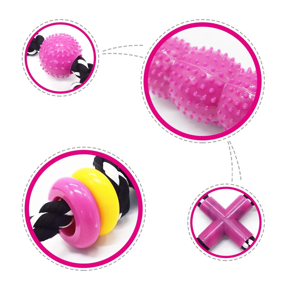 Puppy Chew Rope Toys Rubber Pet Dog Molar Bite Chew Toy with Cotton Rope