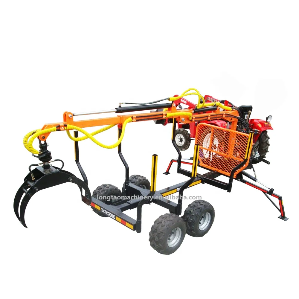 ATV Towable 3 Tons Forestry Timber Crane Trailer with Honda Engine