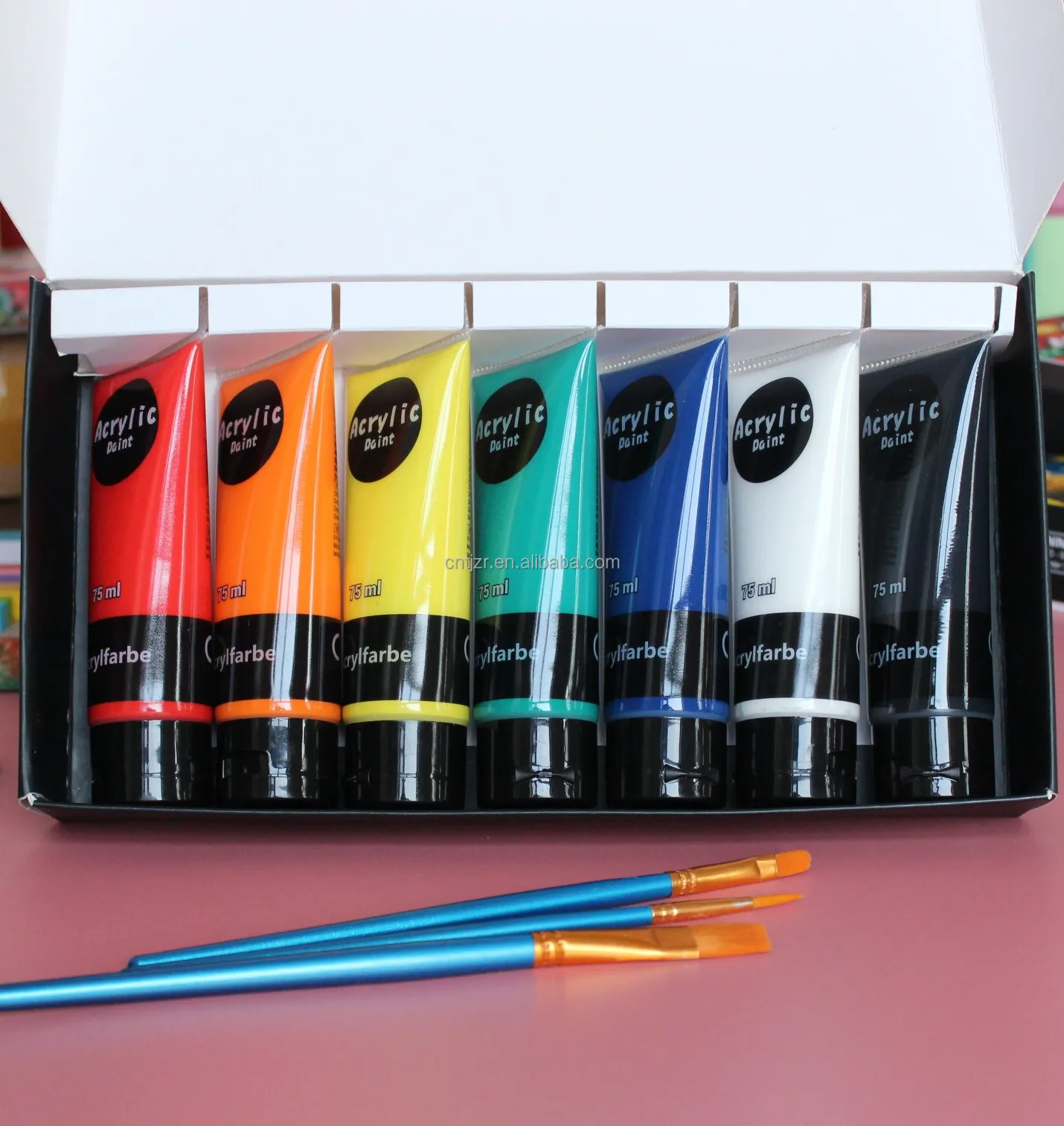 Artist Acrylic Paint Premium Quality 75ml 7 Colors Set Painting Art Toxic Packing Packaging Paper Package Origin Type High