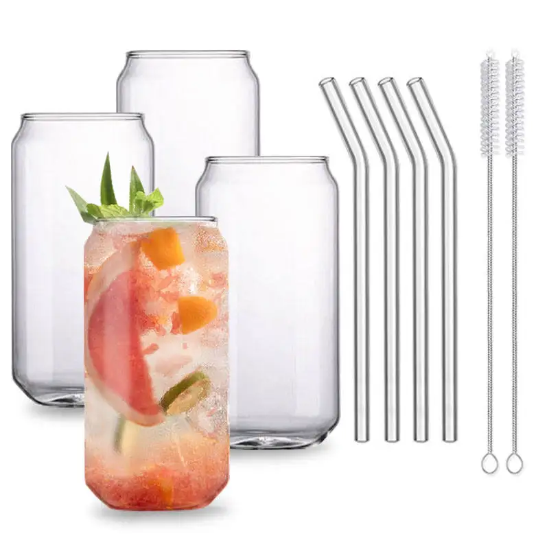 Creative Glass Cup Coffee Mug Milk Tea Cans Beer Cocktail Cold Drink Juice High Borosilicate Glass Lover Gift Bar Accessories