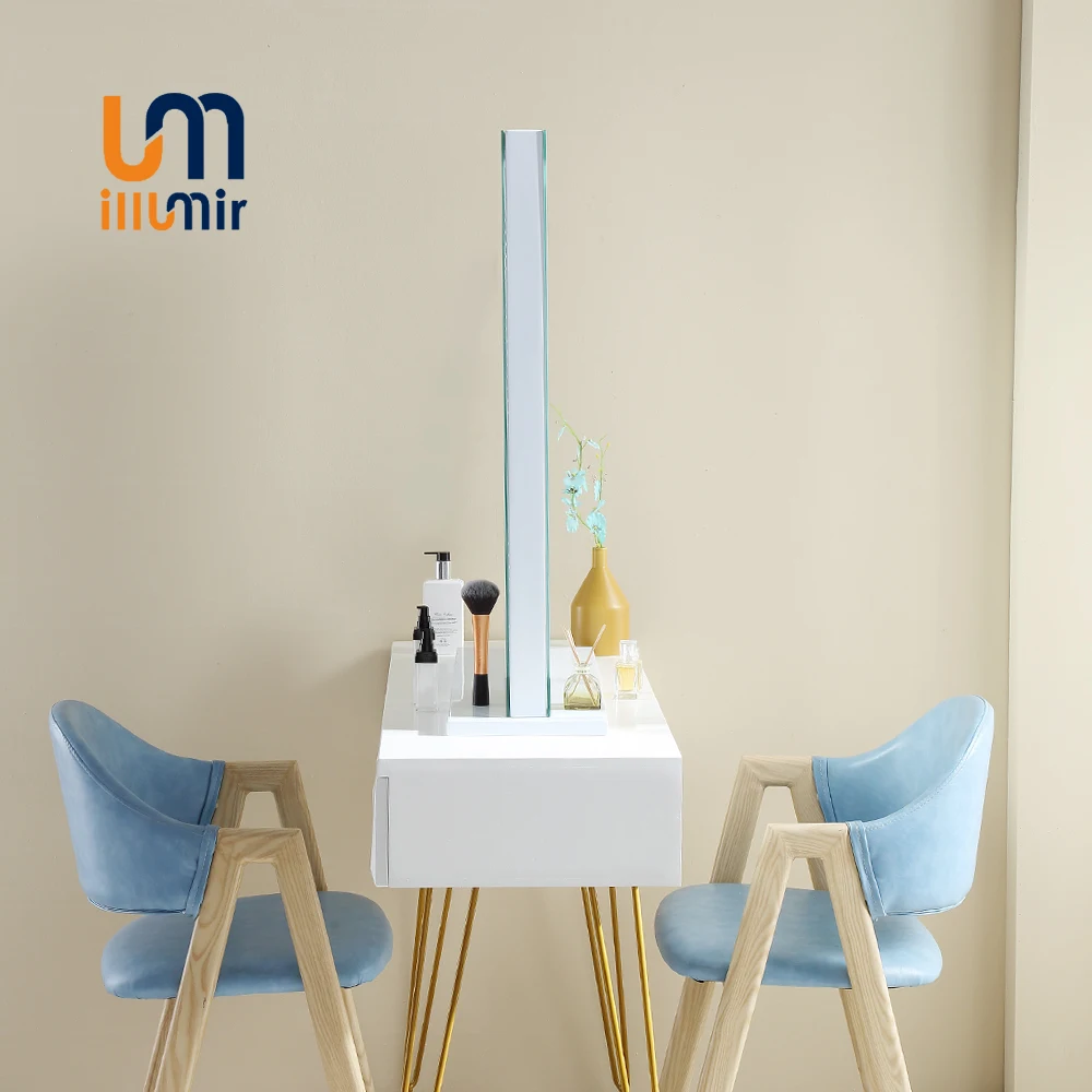 Double Side Mirror For Salon Barber Shop Table Led Dressing Lighted Make Up Mirror