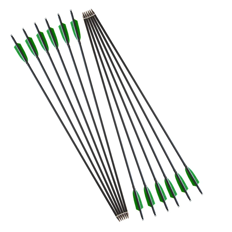 Hunting Shooting Archery Bow Spine 500 4 inch Shield True Feather Arrows High quality Mixed Carbon Arrows Shaft