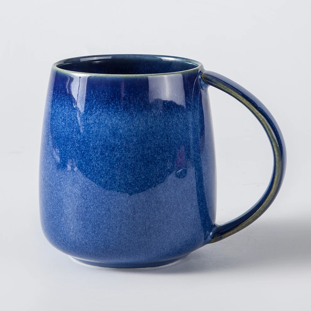 luxury christmas creative custom logo gift packing glazed color changing frosted Blue beer cup 15oz bulk ceramic coffee mugs set