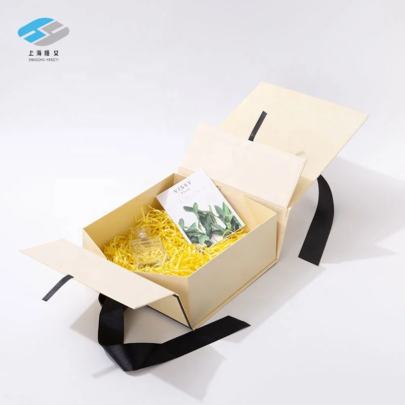 Collapsible Customize Logo Gift Box with Magnetic Closure Paper Wholesale Champagne Incense Packaging Gift Box with Ribbon