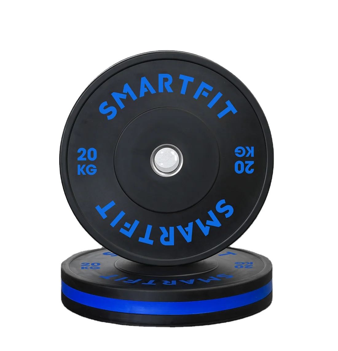 SMARTFIT Gym Color Stripe Rubber Bumper Weight Lifting Plates Fitness Rubber Weight Plates For Barbells