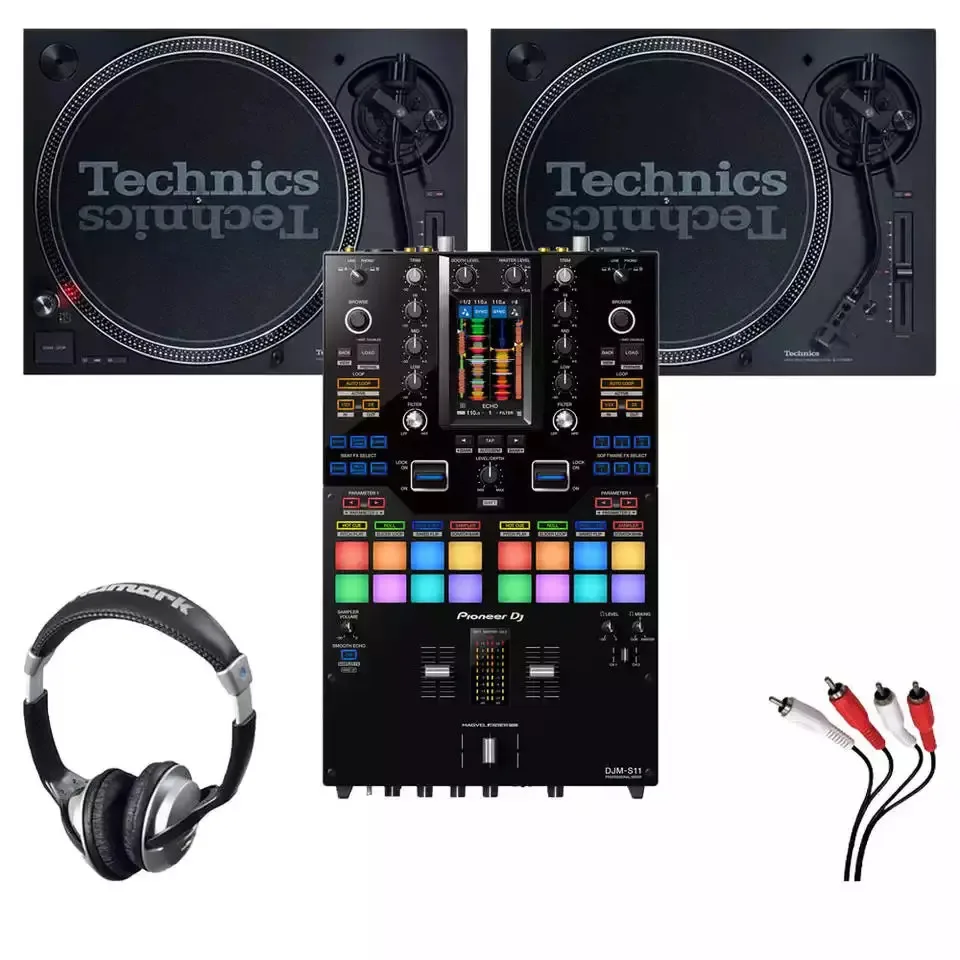 DJ Package Technics SL-1210 MK7 x2 + for-Pioneers DJM-S11 Mixer With Headphones + Cable