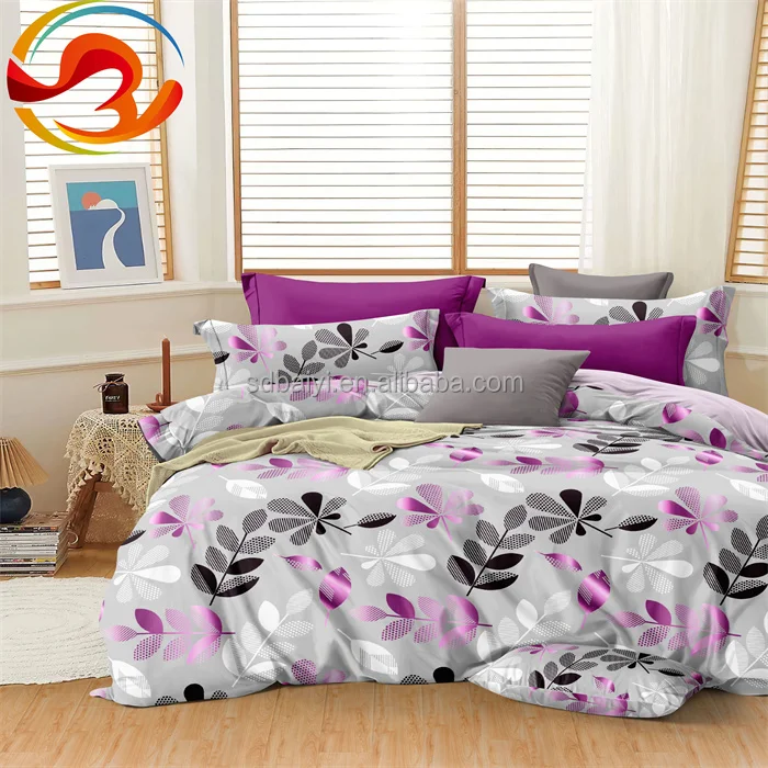 wholesale new design bed sheets set 4 piece microfiber pink colour bed sheet sets on sale