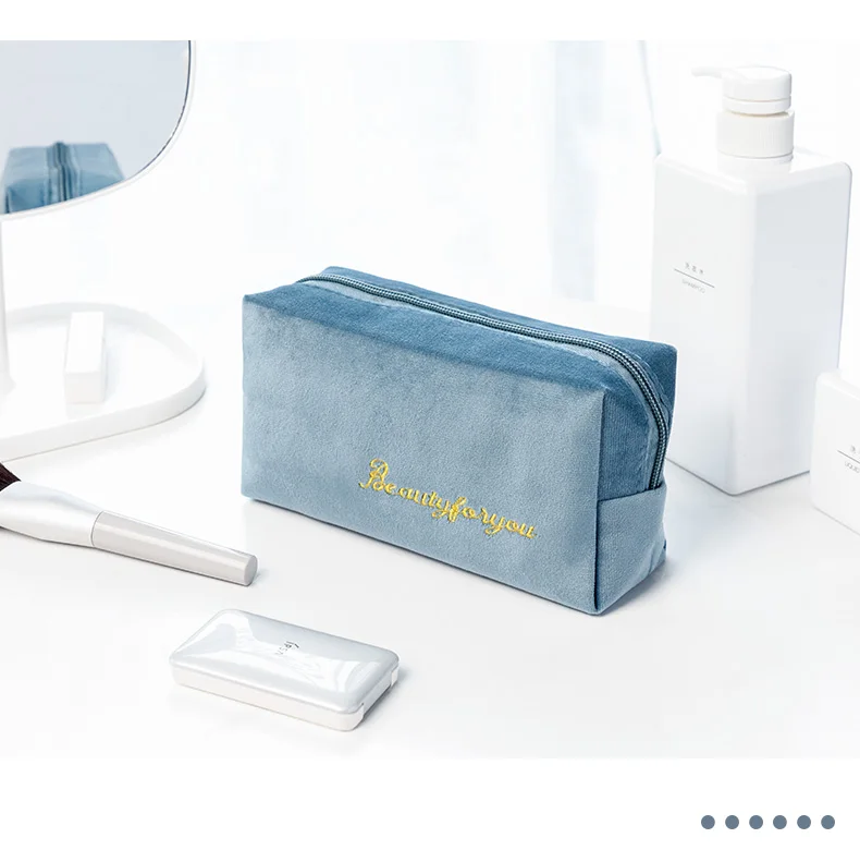 velvet makeup brush storage bag embroidery beautiful beauty pouch cosmetic make up bag for women