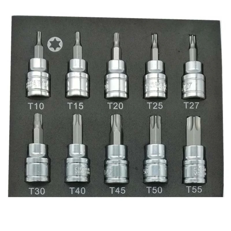  3/8 Inch Drive Chrome Vanadium Steel T10-T55 Drill Socket Wrench