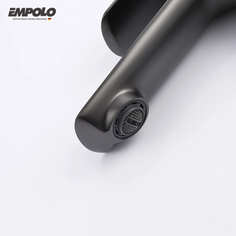 Empolo Luxury High Quality Chrome Washroom Basin Mixer Taps Waterfall Matte Black Bathroom Faucet