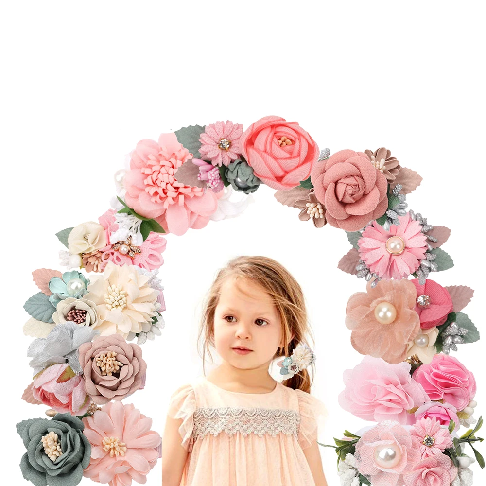 3pcs Hair Clips Flowers Fully Lined Non Slip for Fine Handmade Newborn Infant Toddler Kids Hair Barrettes Baby Girls Hairpins