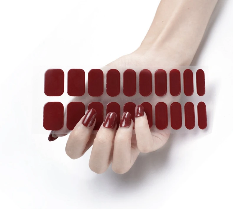 Hot Selling 14 Strips 20 Strips 24 Strips Gel Nail Art Stickers OEM Gift Packing Solid Colors False Stickers Polish Nail Wraps