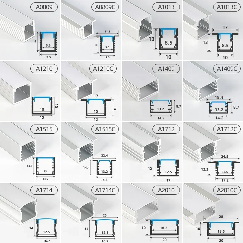 Custom 17*7mm Aluminium Profile for LED Strip Light Square Recessed LED Channel Surface Mounting Anodized White Black Diffuser