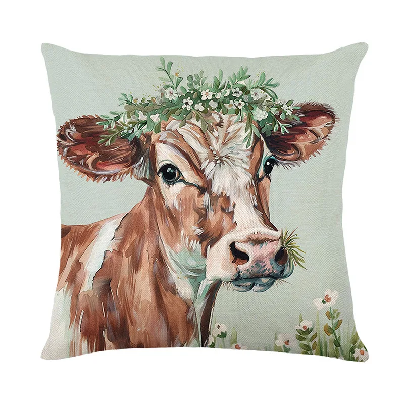 Оптовая продажа дизайнерские льняные наволочки в стиле бохо с цветочным рисунком квадратная форма 45*45 декоративные подушки для дома