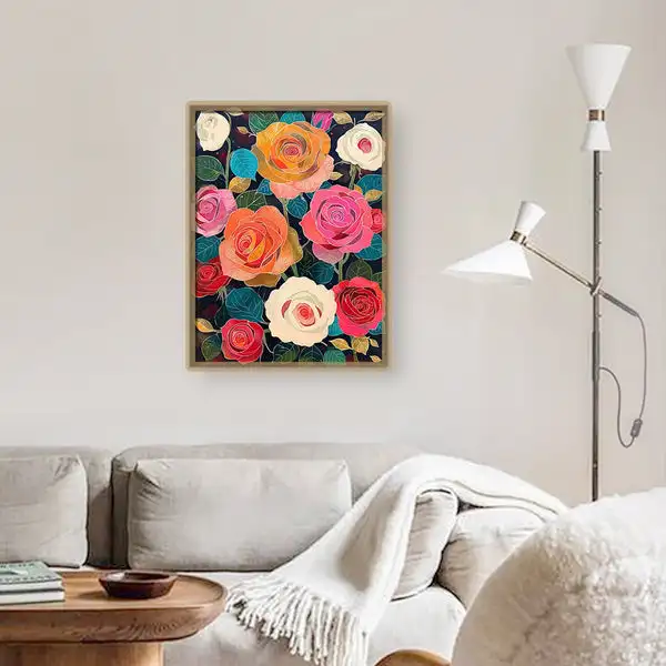 E-116 Custom Canvas Paintings 5D Full Drill Still Life and Radiant Rosebud  Diamond Painting