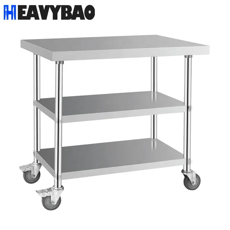 Heavybao Commercial Stainless Steel Kitchen Work Table Food Prep Worktable Equipment For Restaurants