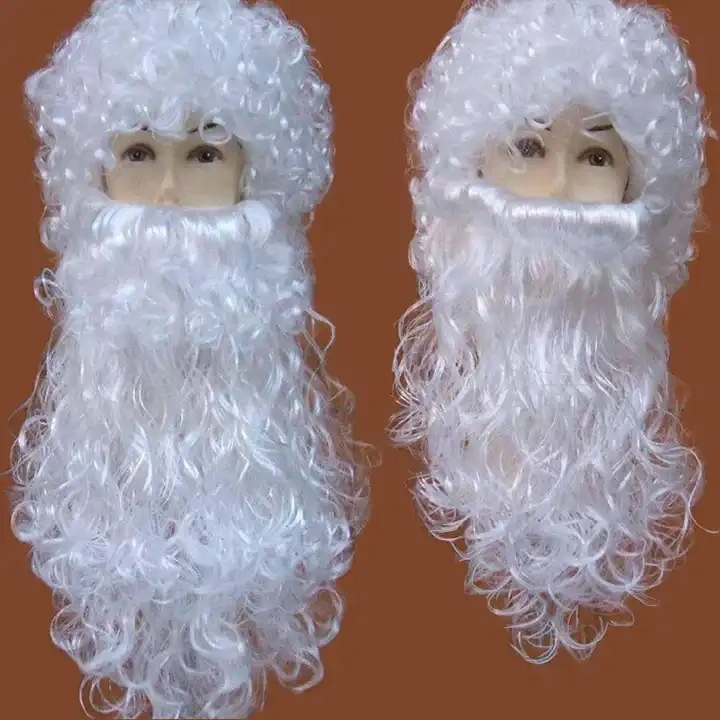 Wholesale Cosmetic Props Christmas Grandpa White Beard Party Anime Cosplay santa claus beard wig set for men