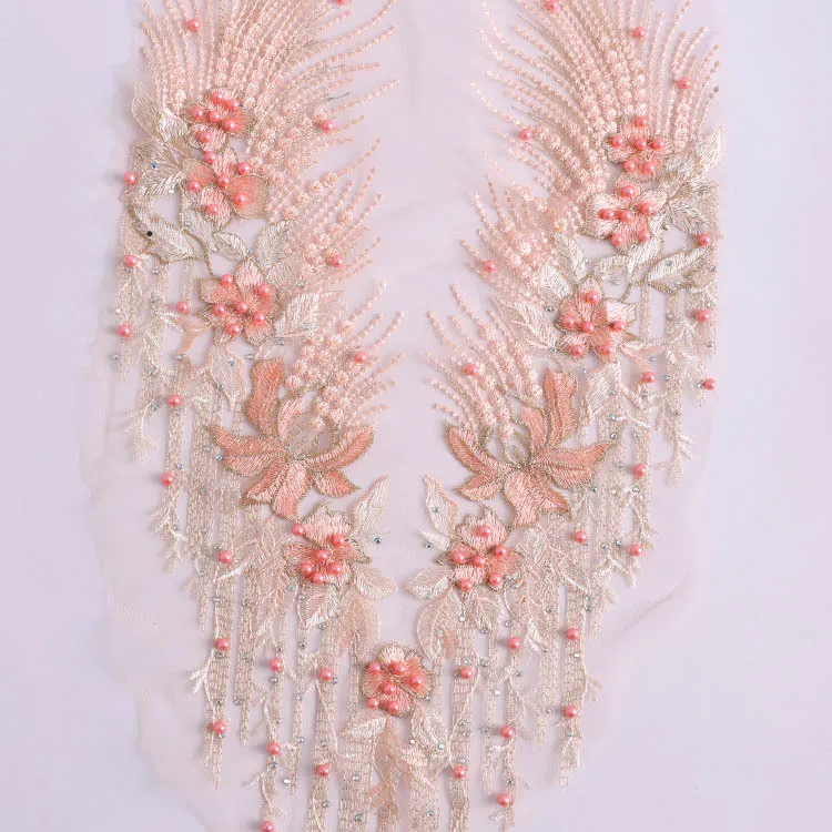 Stock Sewing on Flower Embroidery Lace Fabric Patches Custom Lace Fabric Patches