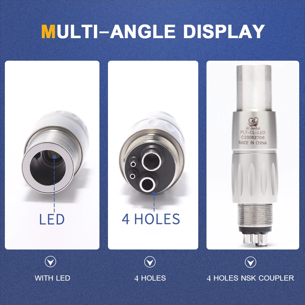Dental High Speed Handpiece Quick Coupler 4 Hole Couplings LED Self-generator Air Turbine Dental Consumables