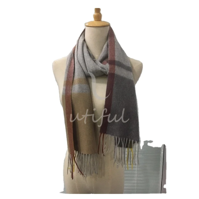 High Quality warm check woven Cashmere Throw Blanket for Winter