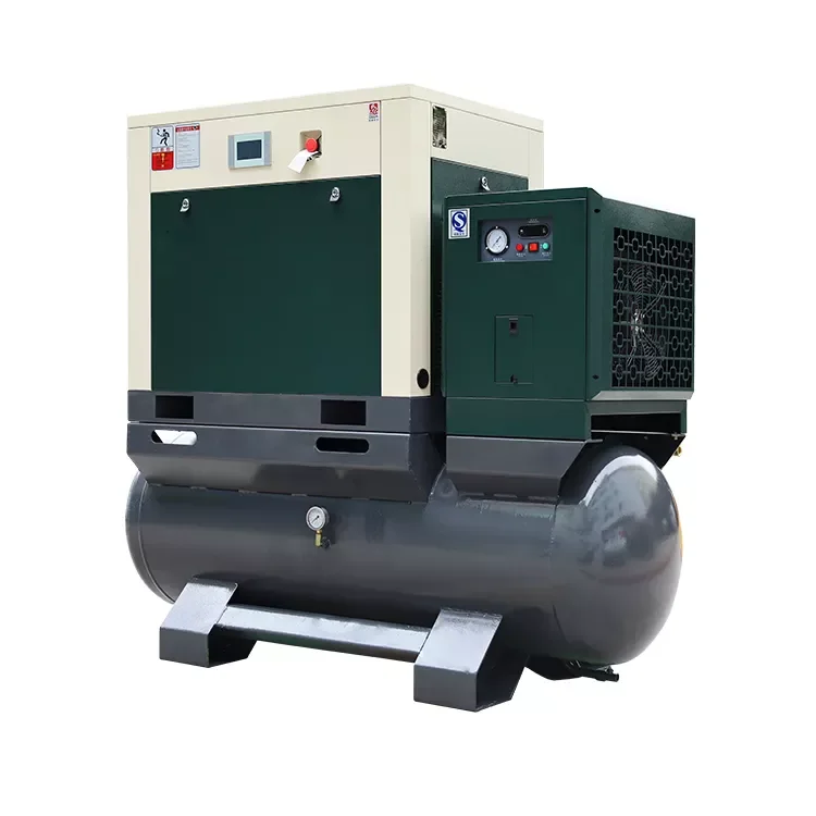 China Factory Screw Air Compressor All In One With Dryer Tank Filter Oil Injected Air Cooled For Laser Cutting