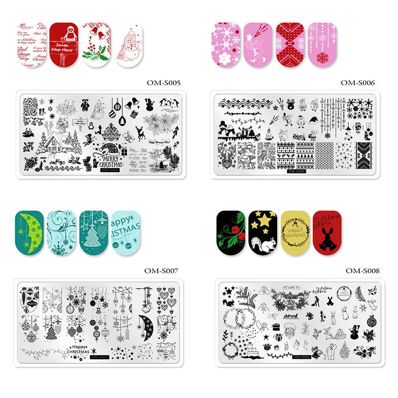 2021 Hot Customize  Christmas Nail Stamping Plate Nail Painted Plate Designs