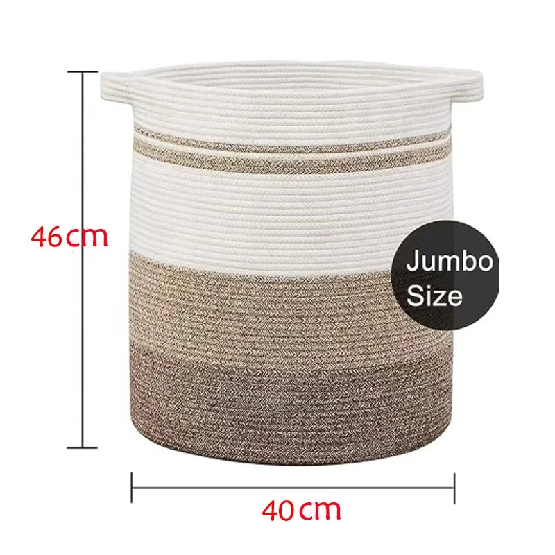 Youngshoots Cotton Rope Round Laundry Basket Washable Hamper Foldable Toy Storage Box Laundry Basket