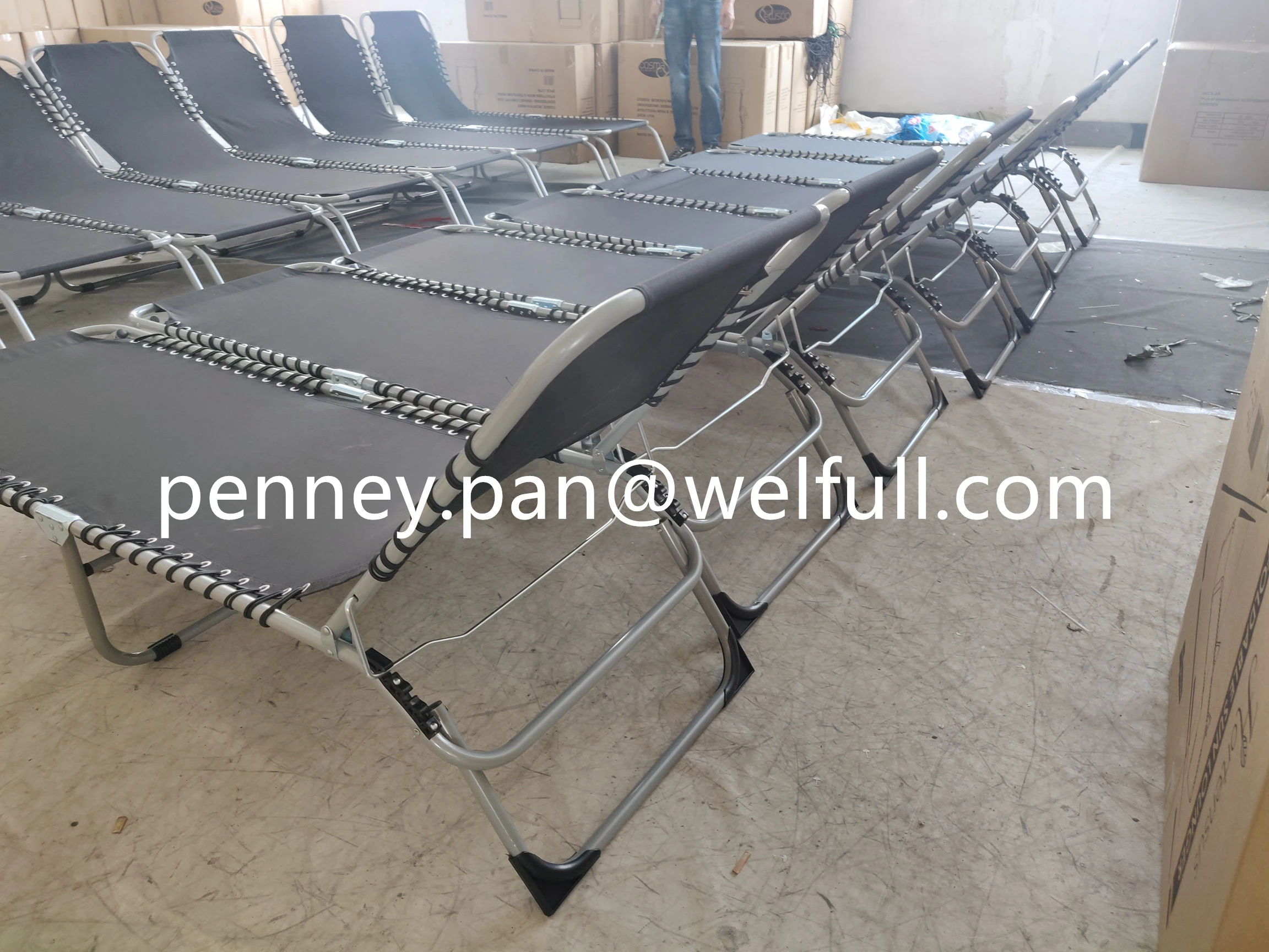 Adjustable Patio Camping Cot Folding Aluminium Outdoor Beach Camping Foldable Sun Chaise Longue Chair