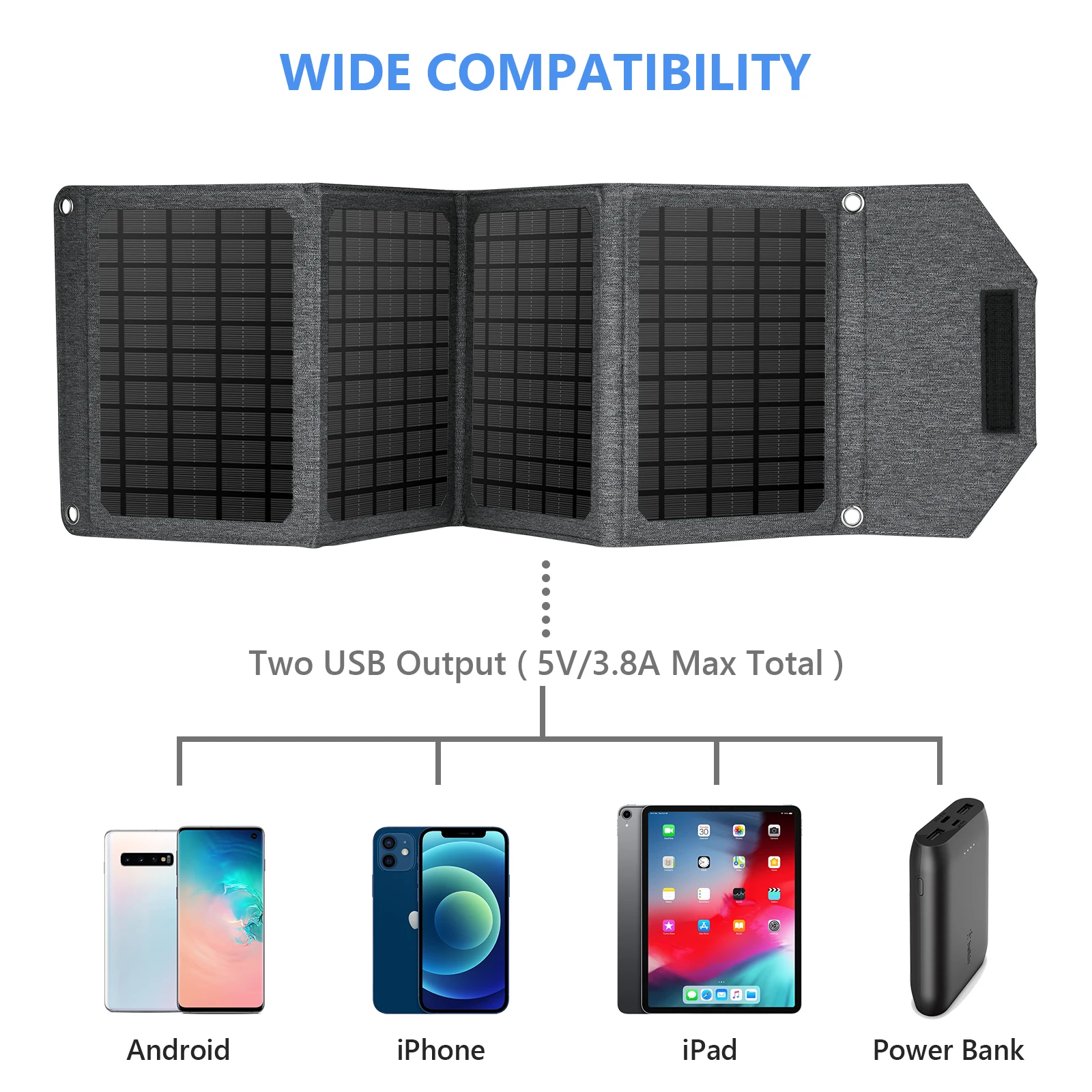 Factory Price Portable Mobile Solar Charger Foldable 18W 24W 30W Solar Panel Camping Travel Charger for Tablet Ipad iPhone