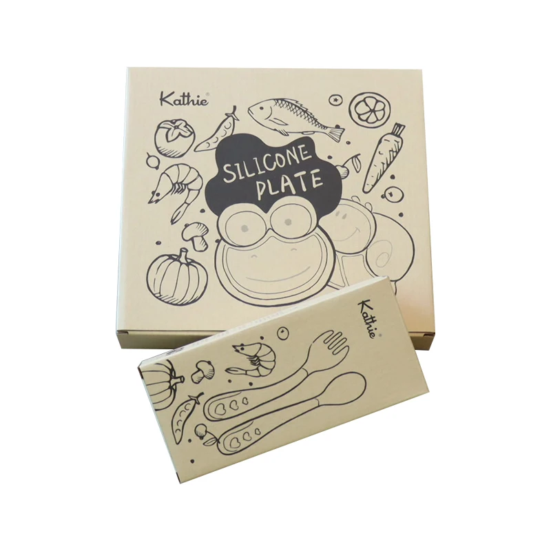 Gray cardboard tableware cutlery spoon knife and fork set packaging box customization